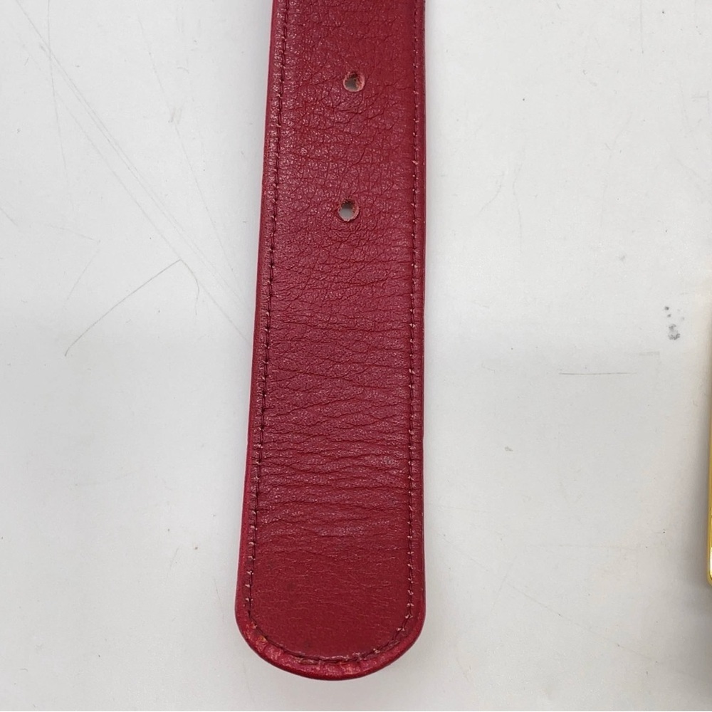Auth Christian Dior Golden D Logo Buckle Burgundy Red Leather Belt - Picture 7 of 10